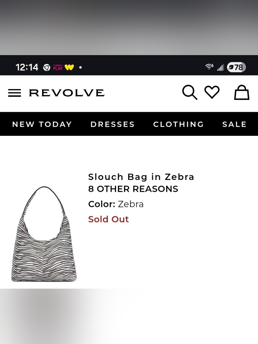 8 Other Reasons Zebra Slouch Bag - Black & White